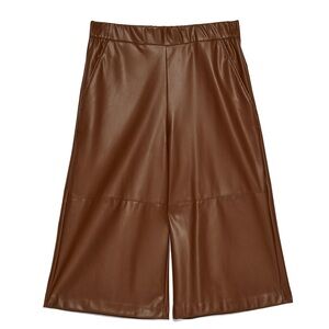 Brown Faux Leather Women Shorts
